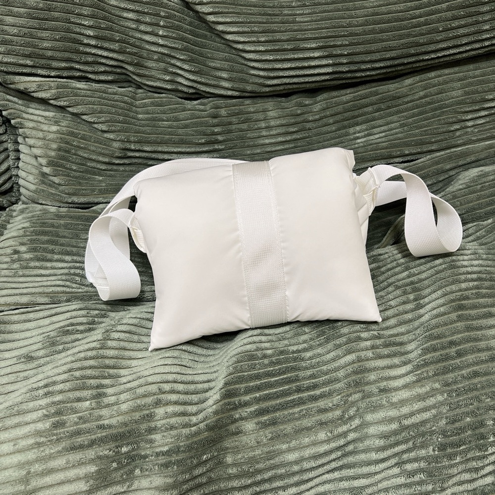 Minimal White Pillow Crossbody Bag with Wide Strap